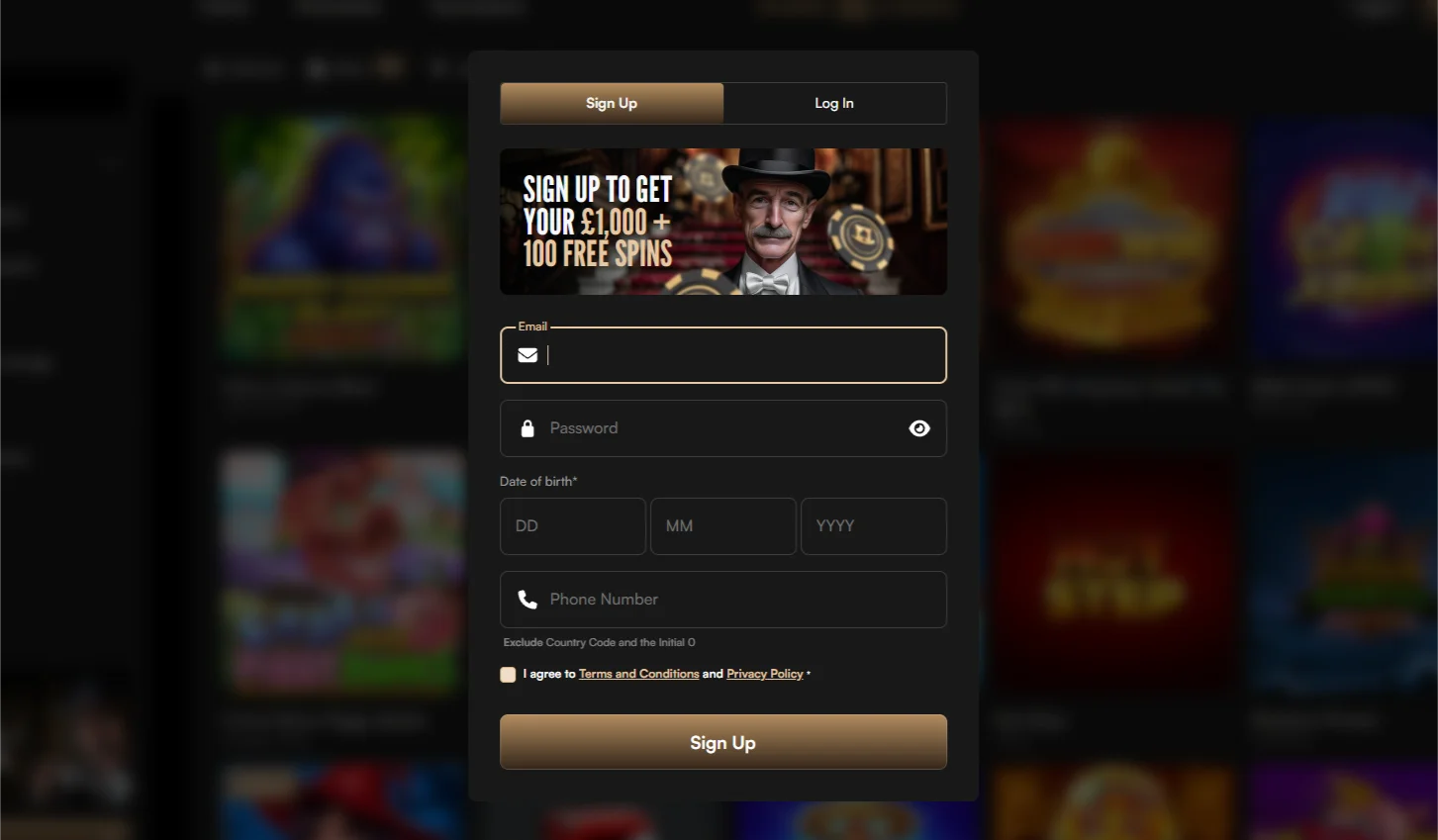 Harry Casino login and registration steps