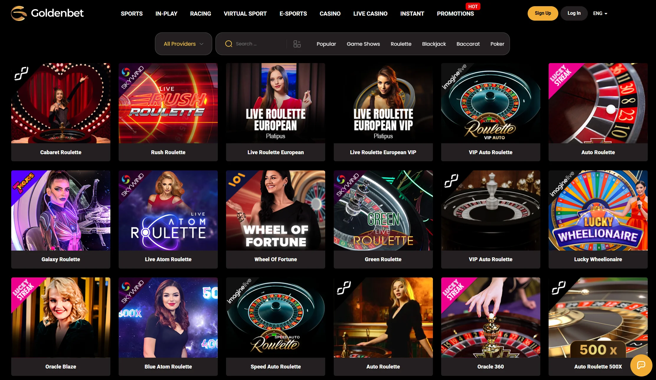 Table games and live casino Goldenbet