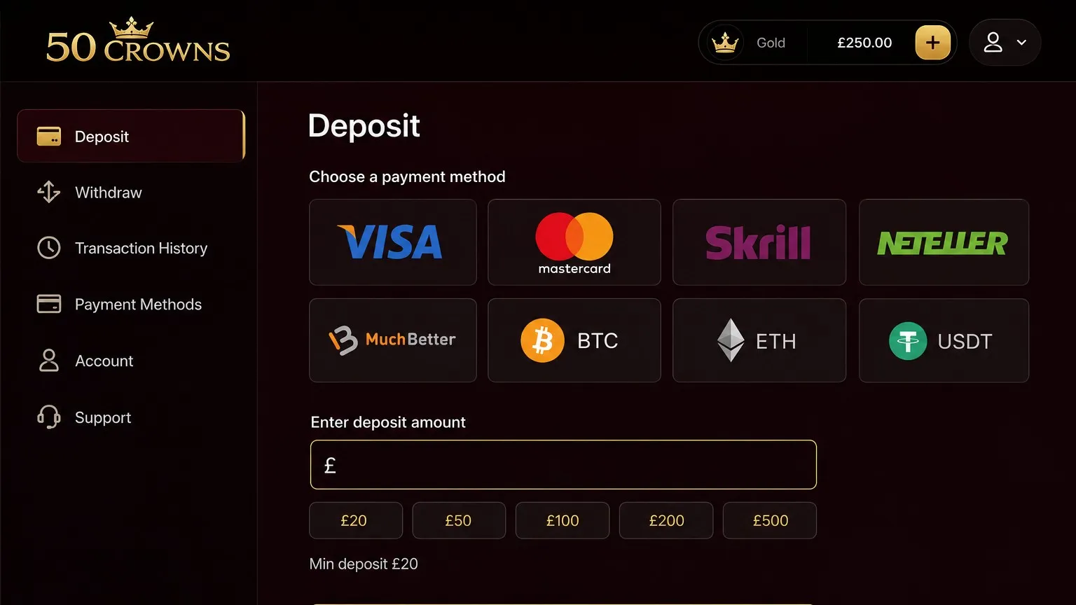 Banking options and 50 Crowns Casino payment methods Banking options and 50 Crowns Casino